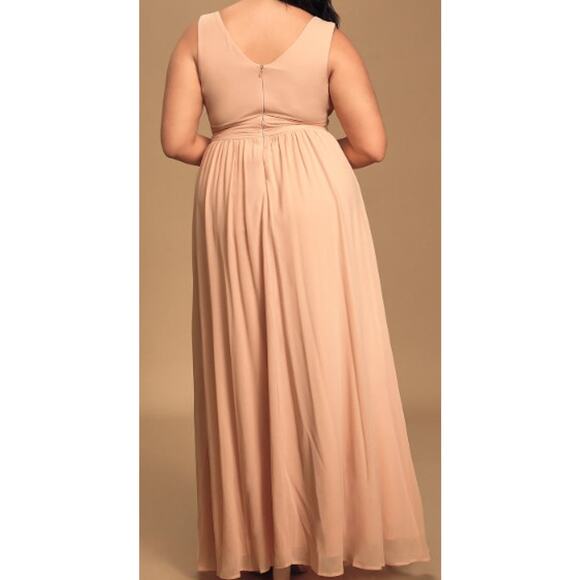 LULU'S SZ S Thoughts of Hue Blush Surplice Maxi Bridesmaid Long Dress NEW b68 - Picture 2 of 9